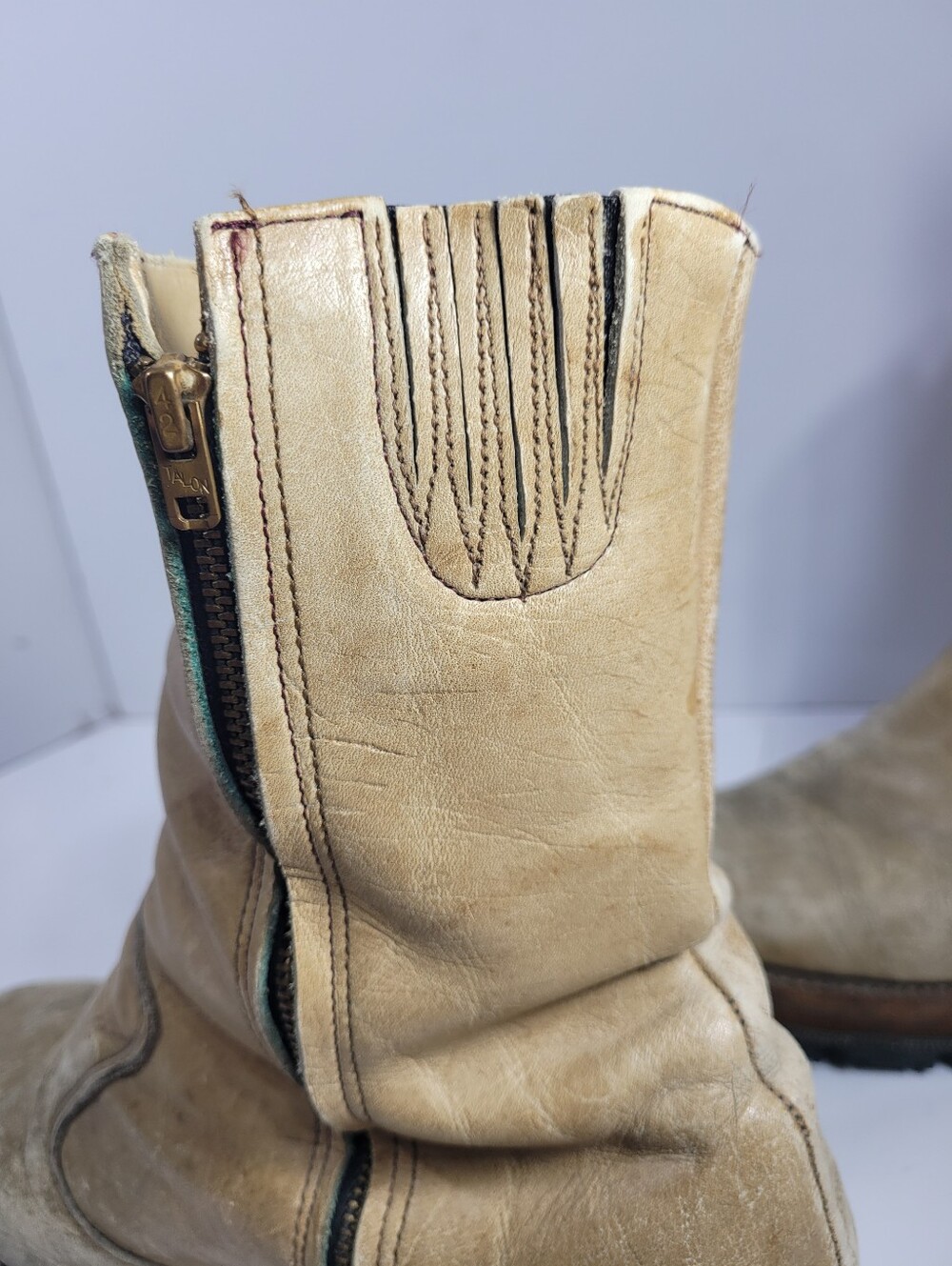 VTG 70s Frye Black Label Campus Banana Short Boots Leather Square Toe 7.5 D - Picture 10 of 16